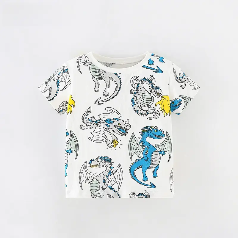 Malwee Boys T-Shirt White Dragon Print Summer Casual