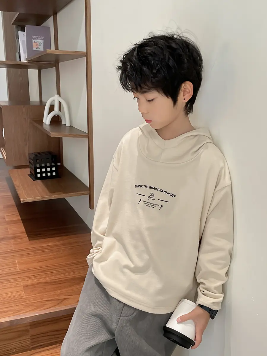2025 Boys Hooded Thermal T-Shirt Black