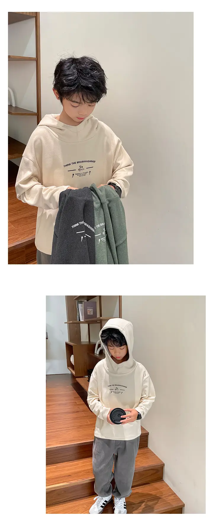 2025 Boys Hooded Thermal T-Shirt Black — feature 11