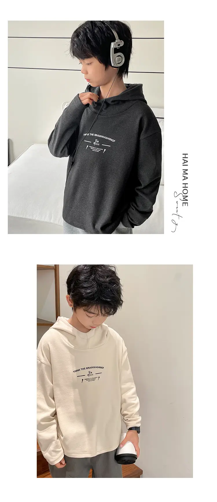 2025 Boys Hooded Thermal T-Shirt Black — feature 12