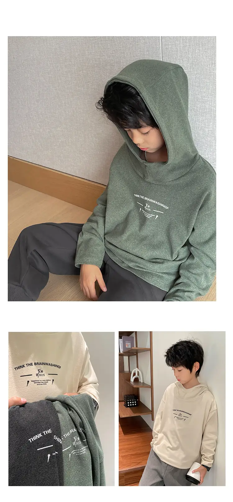 2025 Boys Hooded Thermal T-Shirt Black — feature 8