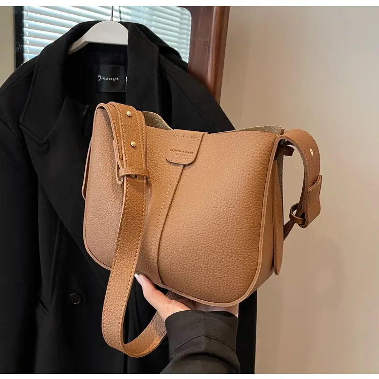 Women's Tan Bucket Bag with Crossbody Strap 2025 — feature 23