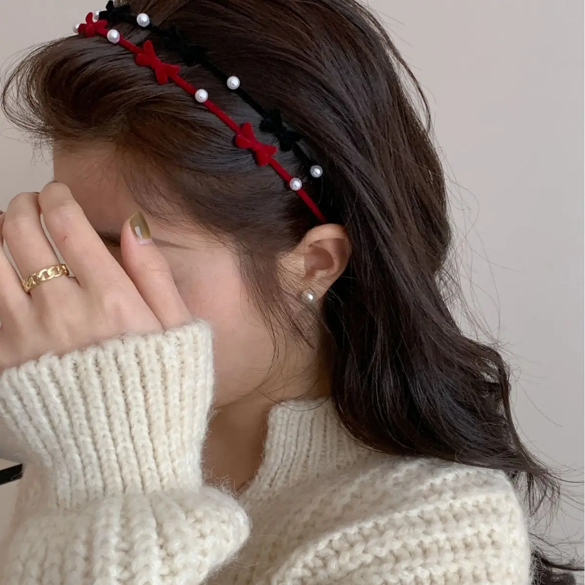 Retro Bow Headband for Women Autumn Winter - Image 5