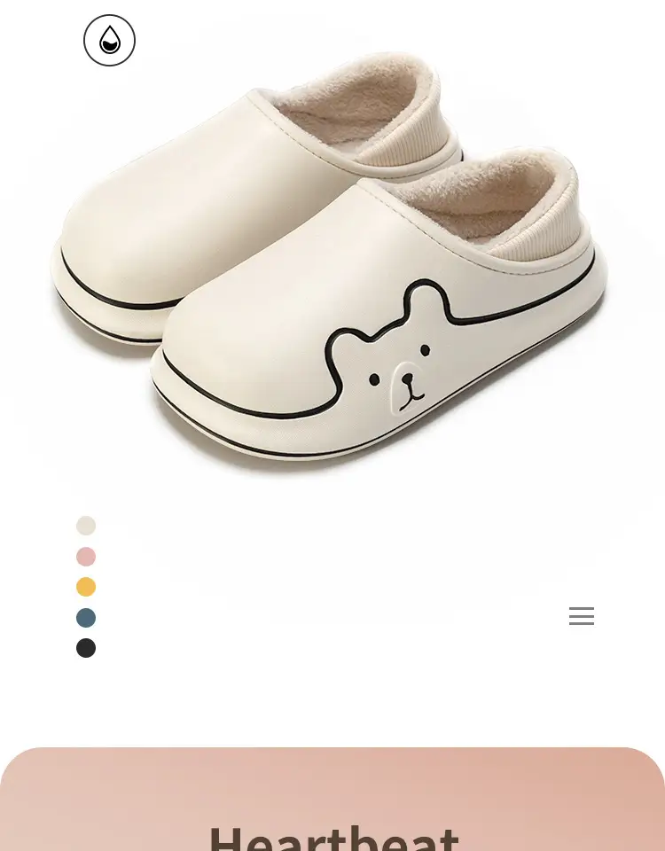 Waterproof Cotton Slippers Winter Indoor Women's Household Thickened Warm Non-slip Cute Couple's fleece-lined Cotton Slippers Two-wear Heel — feature 3