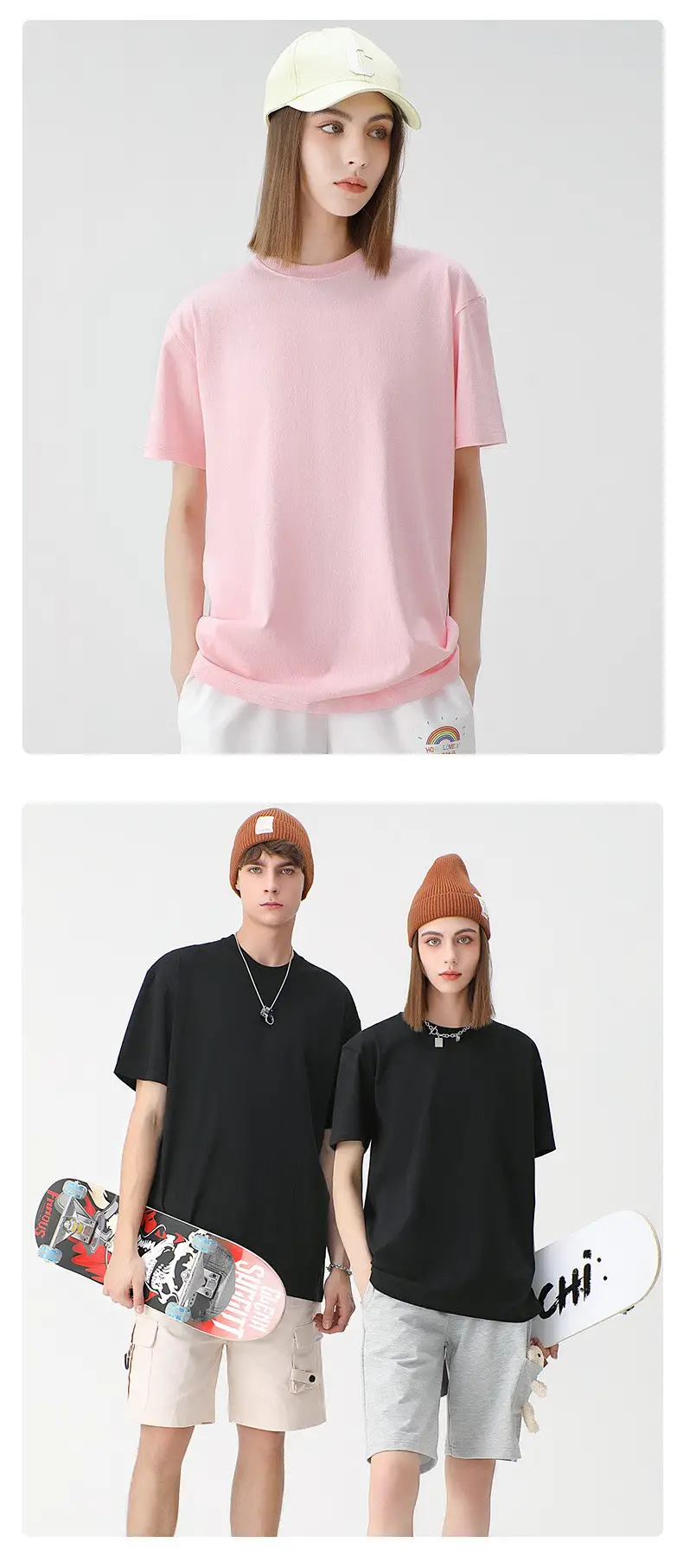 Blue Cotton T-Shirt 230g Pure Cotton Loose Fit — feature 10