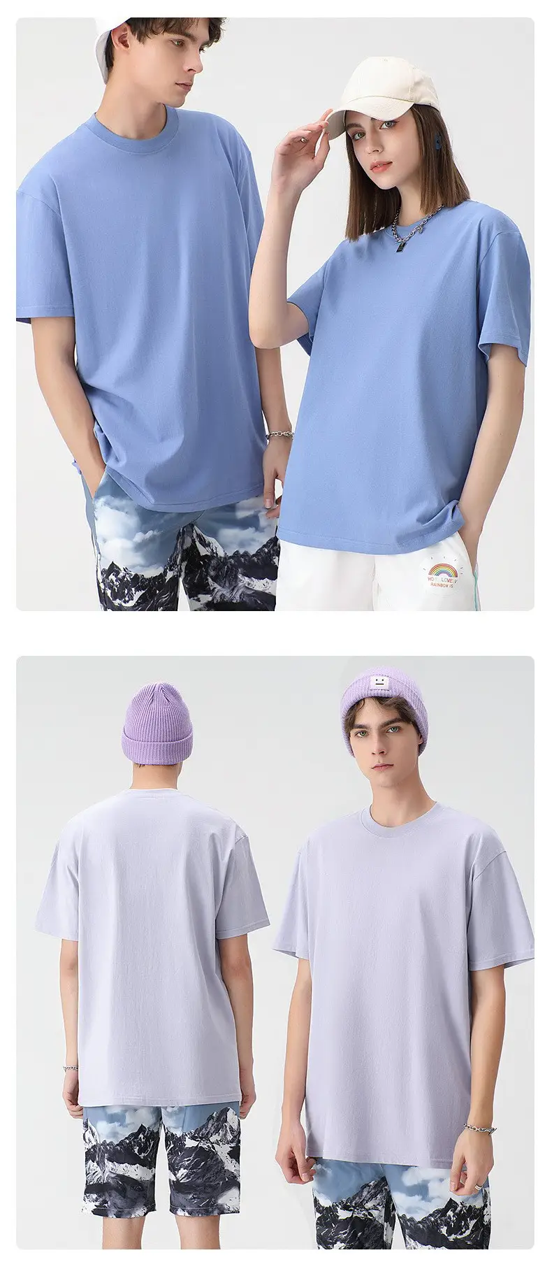 Blue Cotton T-Shirt 230g Pure Cotton Loose Fit — feature 12