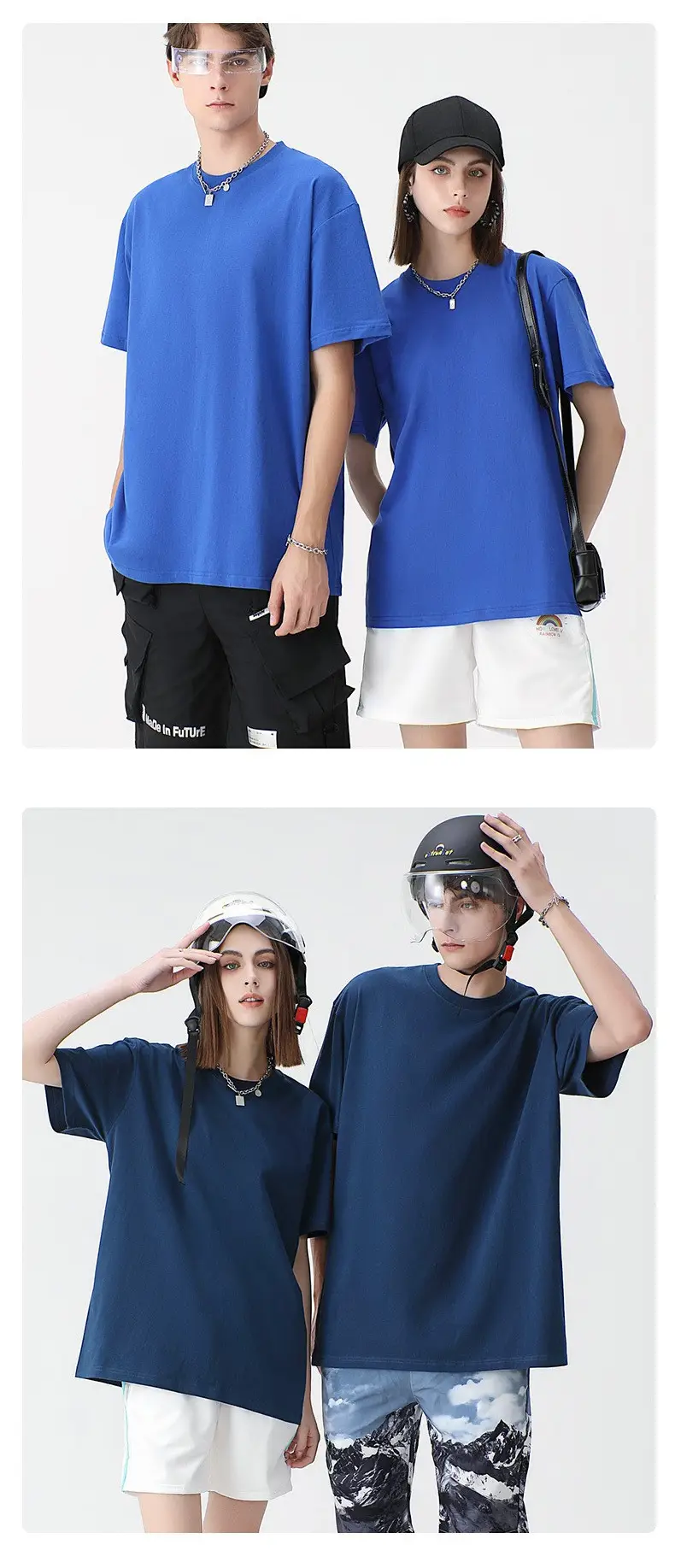 Blue Cotton T-Shirt 230g Pure Cotton Loose Fit — feature 9