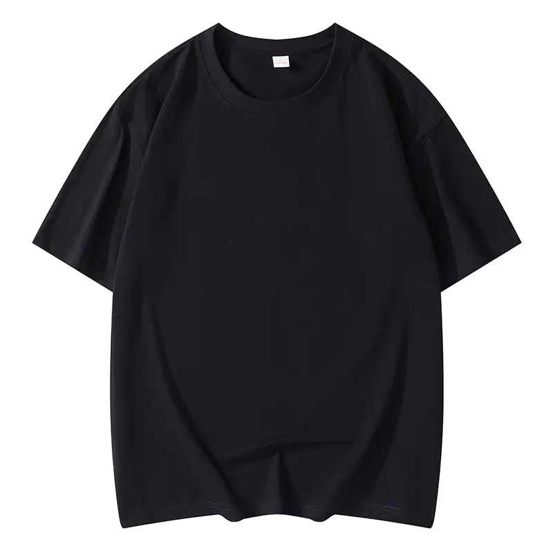 Black Cotton Loose T-Shirt Short Sleeve Round Neck - Image 3