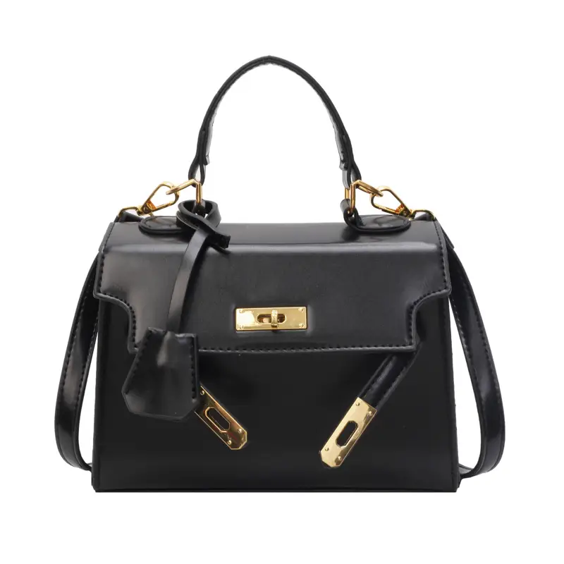 Women's Black Kelly Messenger Bag with Gold Plated Hardware