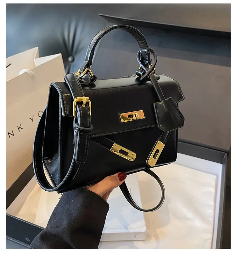 Women's Black Kelly Messenger Bag with Gold Plated Hardware — feature 1