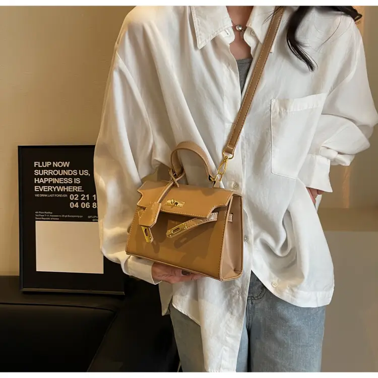 Women's Black Kelly Messenger Bag with Gold Plated Hardware — feature 17