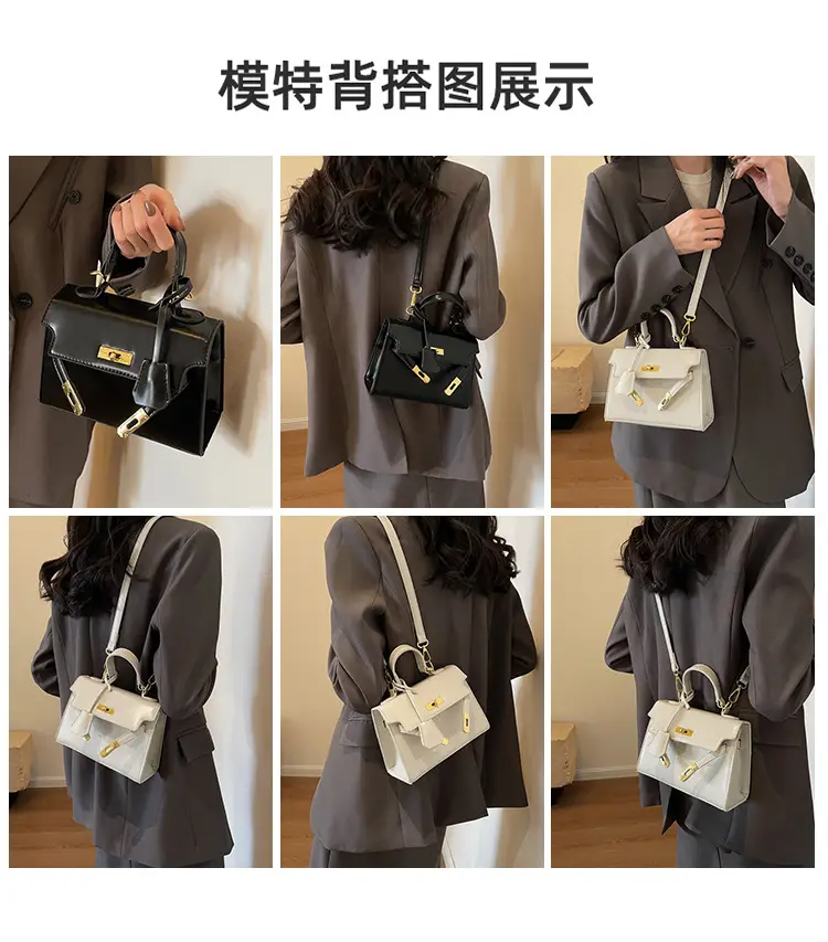 Women's Black Kelly Messenger Bag with Gold Plated Hardware — feature 2