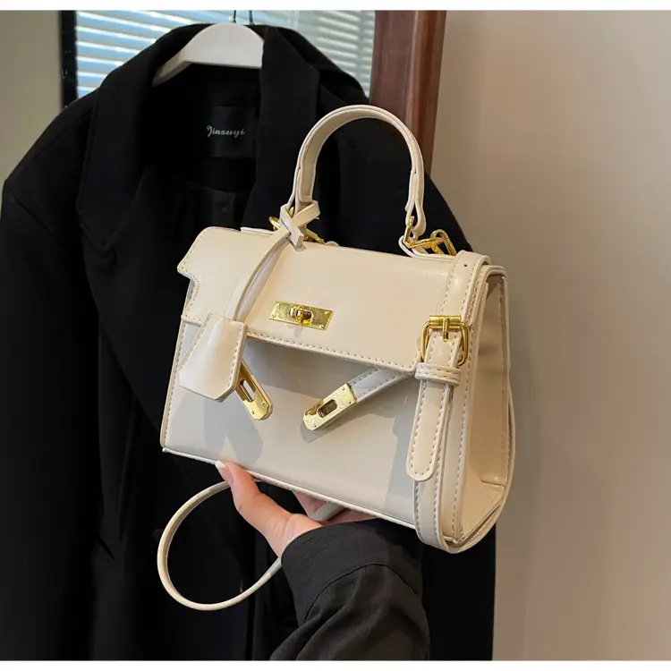 Women's Black Kelly Messenger Bag with Gold Plated Hardware — feature 21