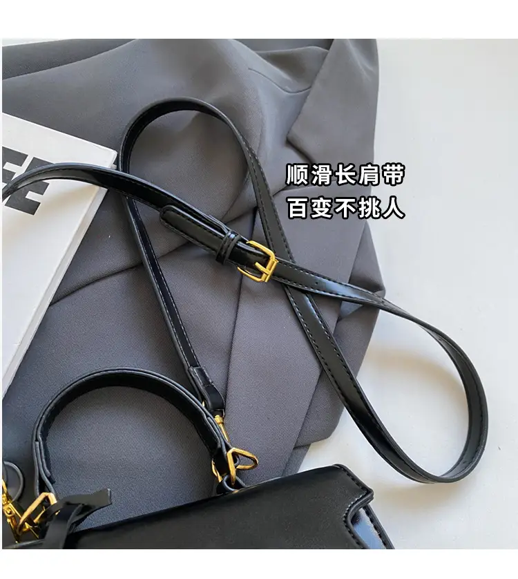 Women's Black Kelly Messenger Bag with Gold Plated Hardware — feature 4