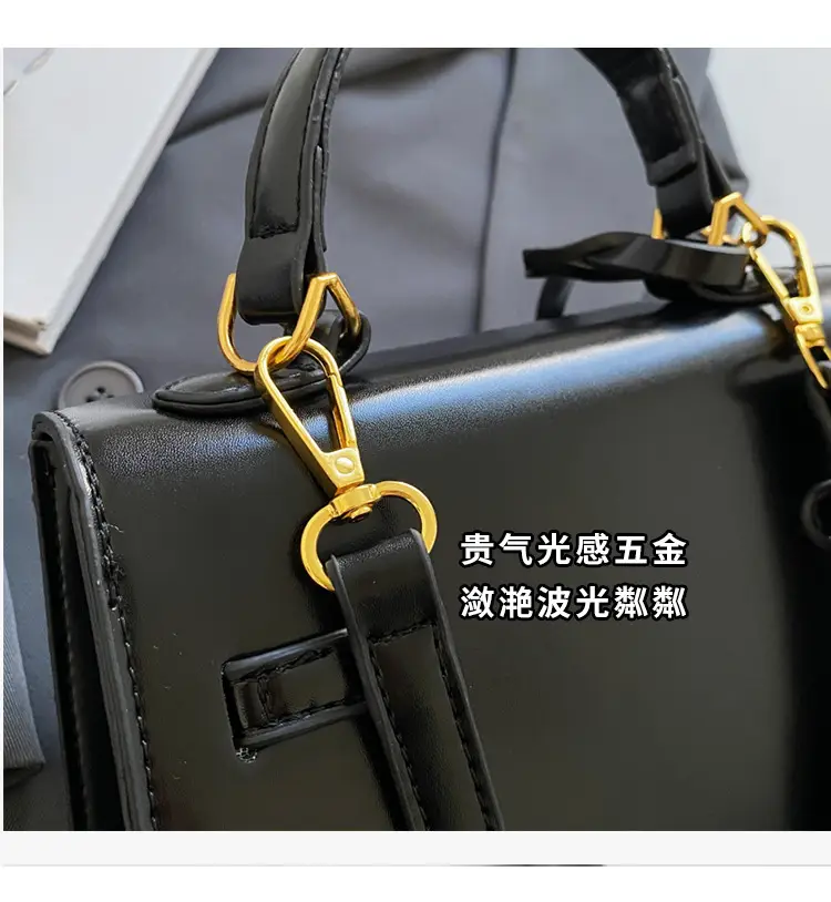 Women's Black Kelly Messenger Bag with Gold Plated Hardware — feature 6