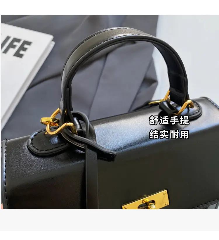 Women's Black Kelly Messenger Bag with Gold Plated Hardware — feature 7