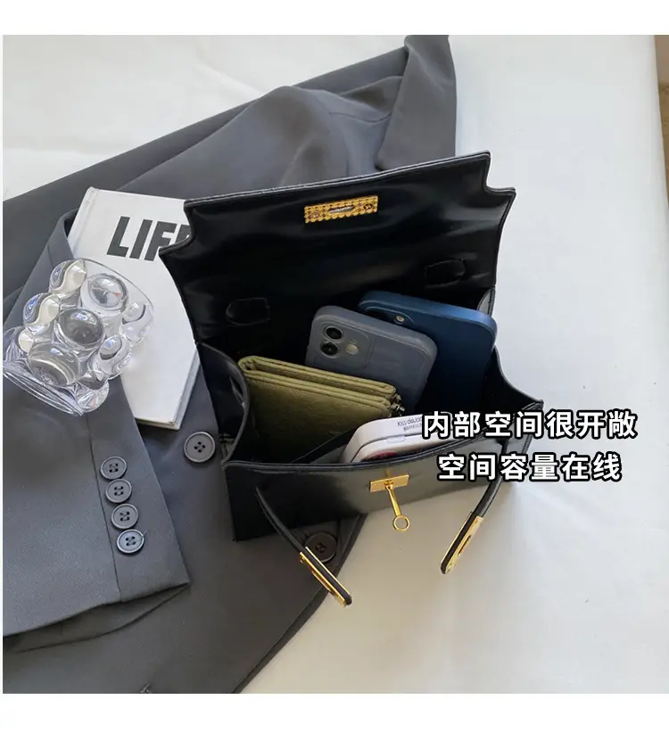 Women's Black Kelly Messenger Bag with Gold Plated Hardware — feature 9