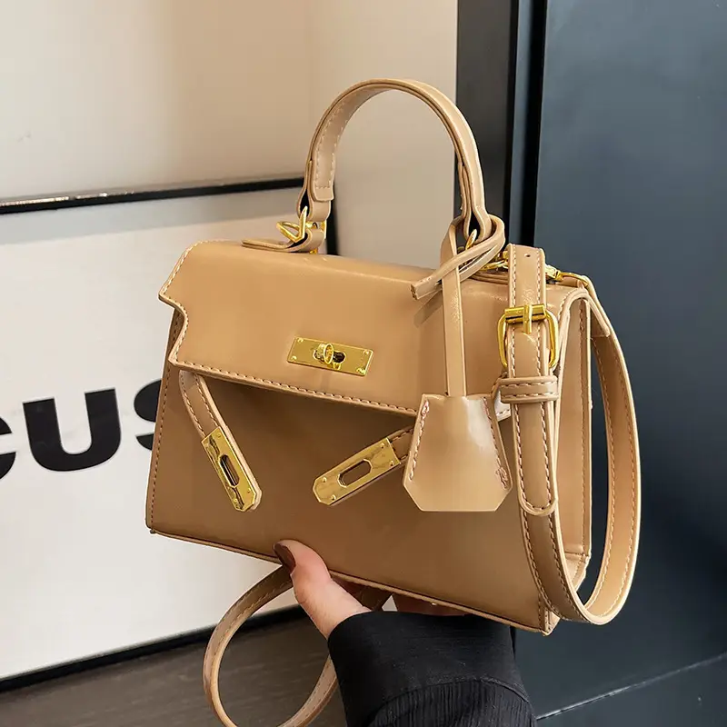 Women's Black Kelly Messenger Bag with Gold Plated Hardware