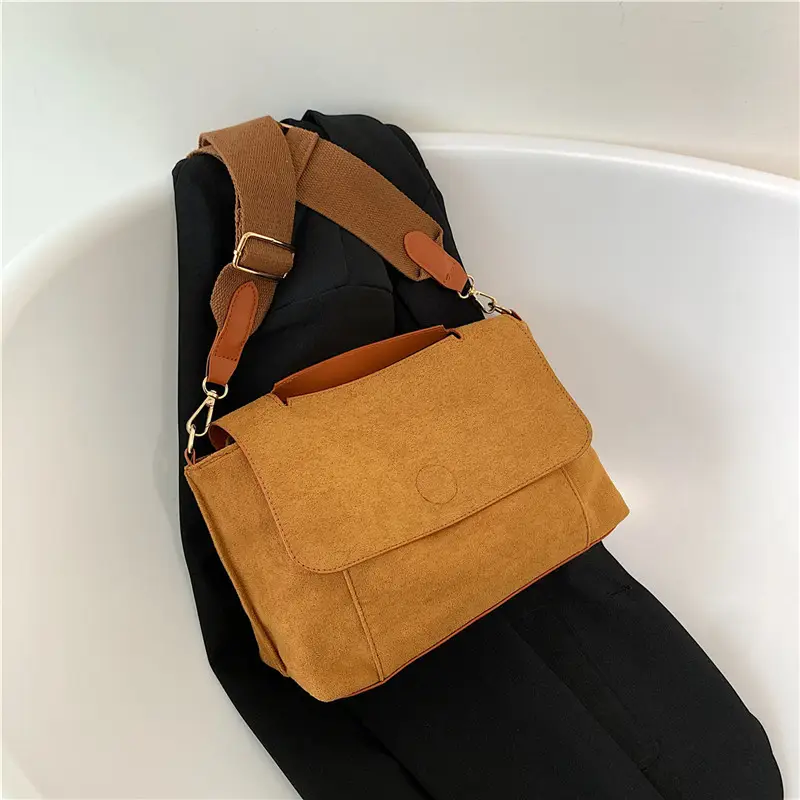 Women's Flannel Shoulder Bag Tan Large Capacity Messenger - Image 7