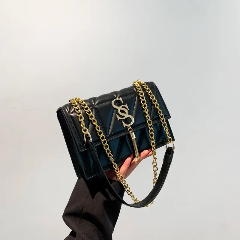 Women's Cream Chain Shoulder Bag with Logo