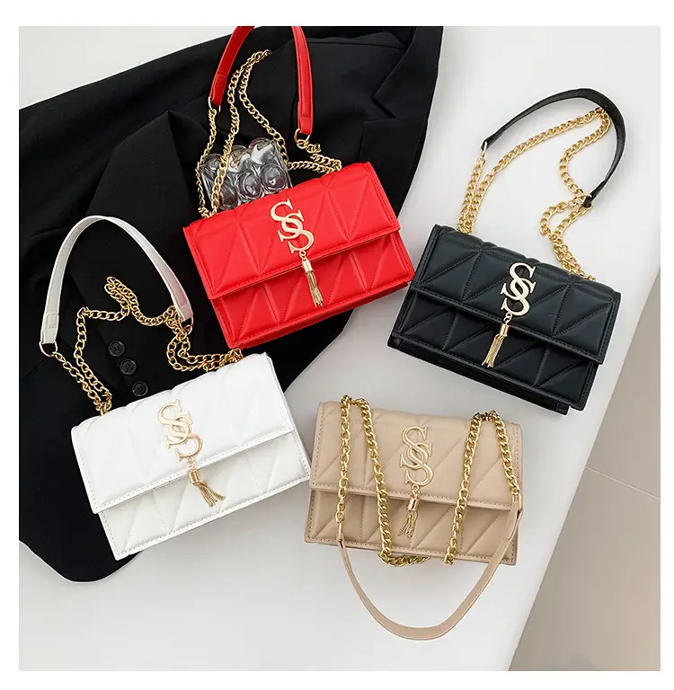 Women's Cream Chain Shoulder Bag with Logo — feature 20
