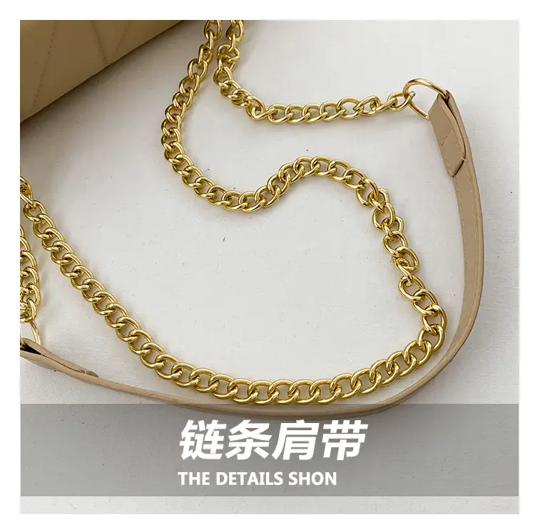 Women's Cream Chain Shoulder Bag with Logo — feature 4