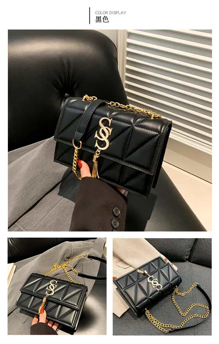 Women's Cream Chain Shoulder Bag with Logo — feature 8