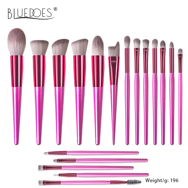 18-Piece Pink Rose Gold Makeup Brushes Set - Image 14