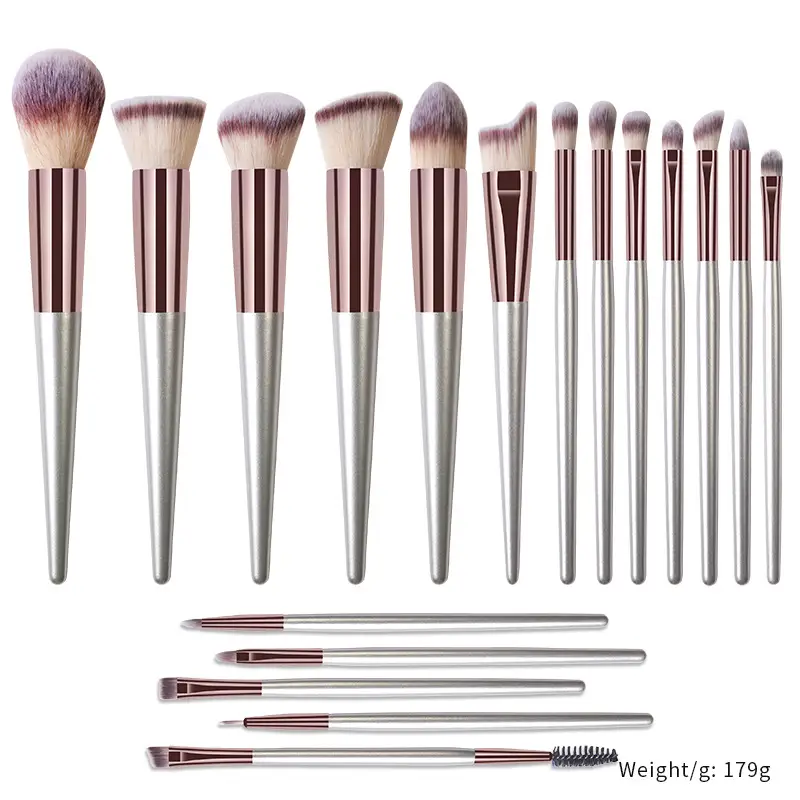 18-Piece Pink Rose Gold Makeup Brushes Set - Image 2