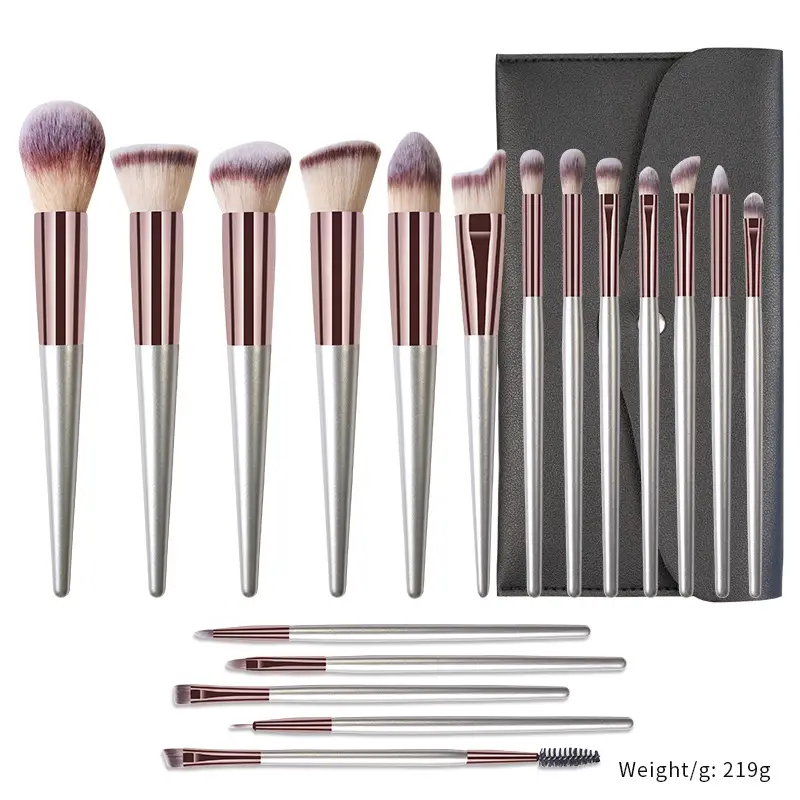 18-Piece Pink Rose Gold Makeup Brushes Set - Image 5