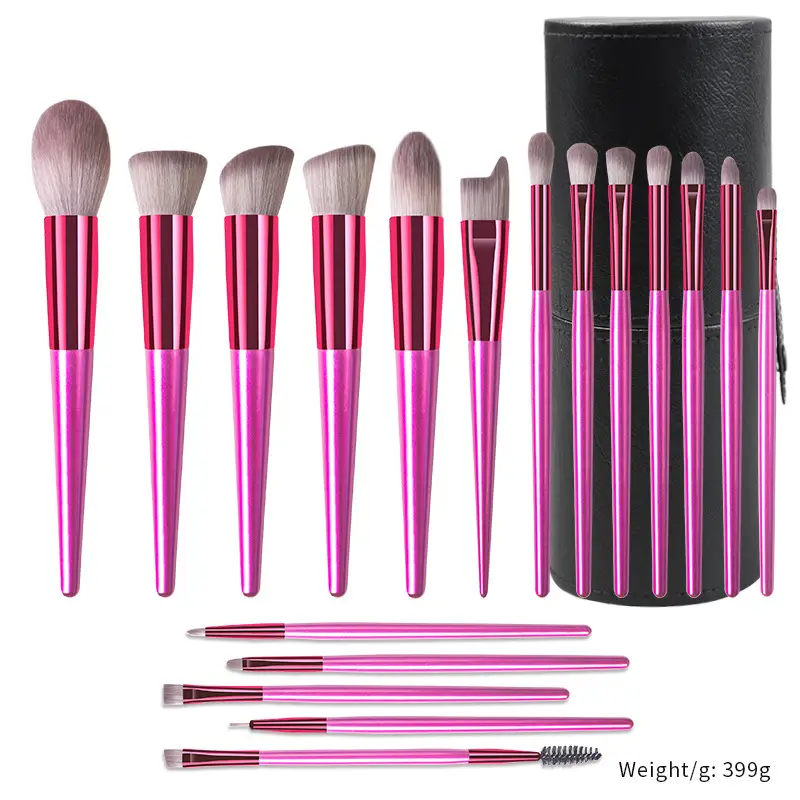 18-Piece Pink Rose Gold Makeup Brushes Set - Image 7