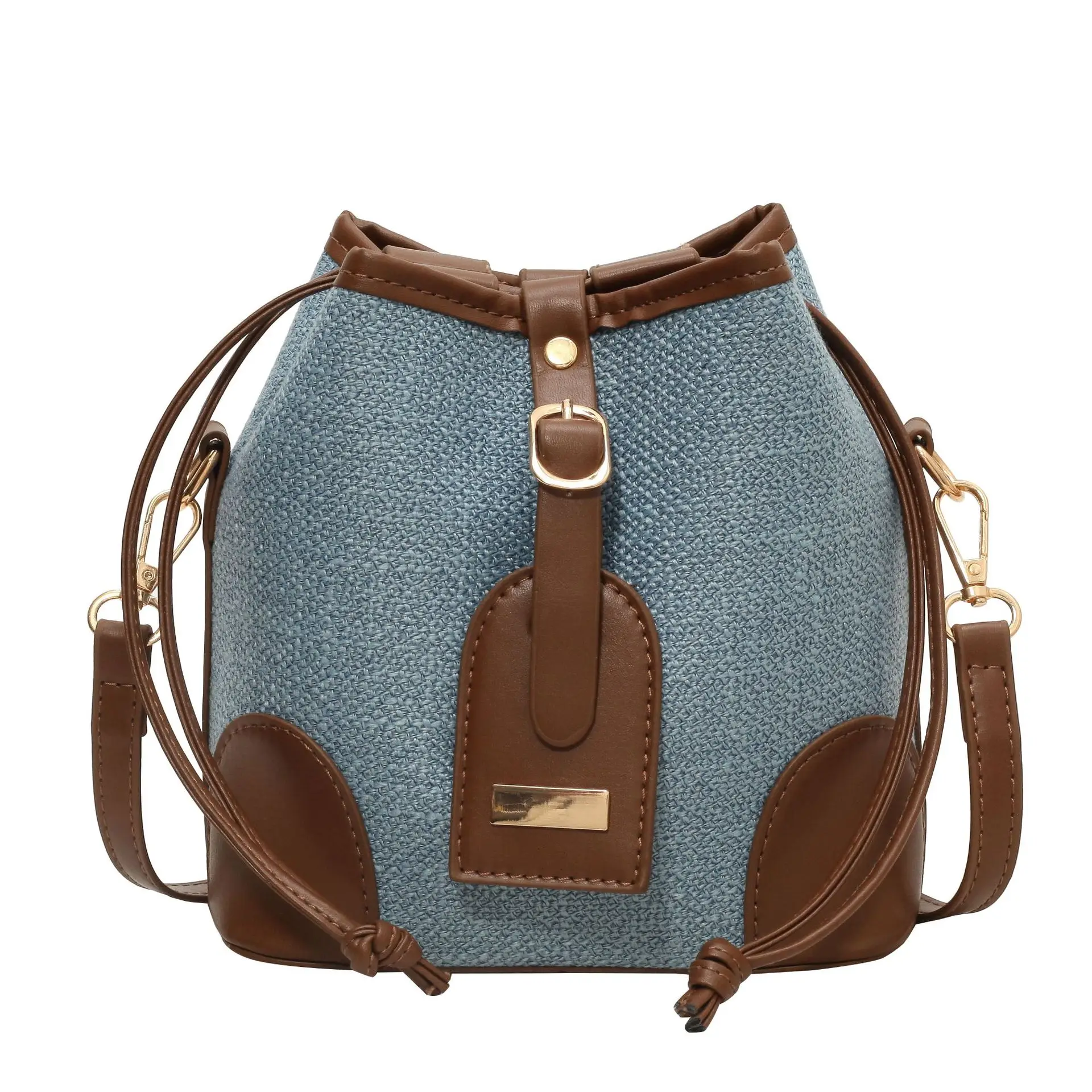 Women's Winter Canvas Shoulder Bag with Brown Accents - Image 5