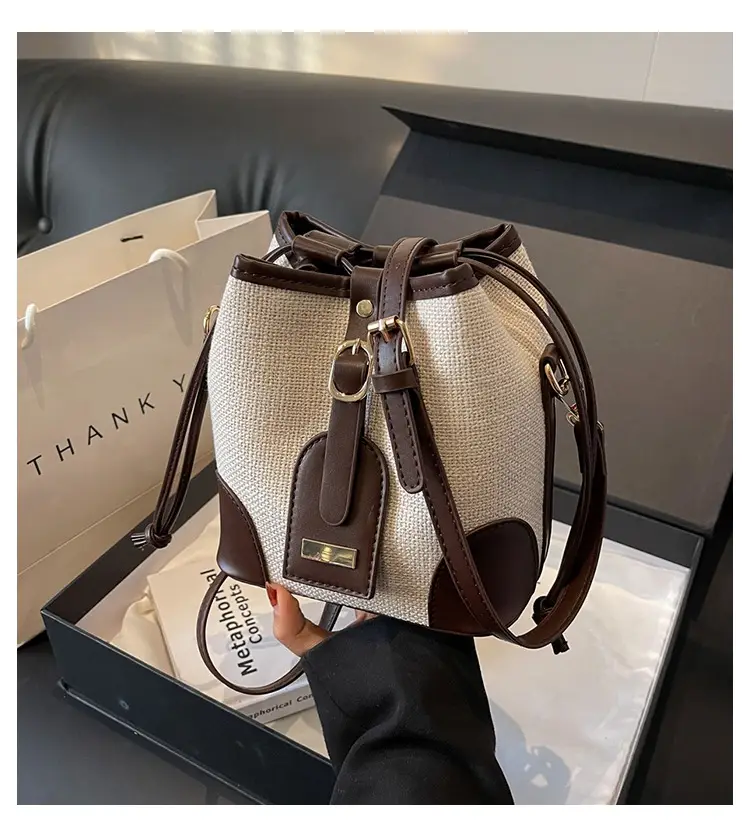Women's Winter Canvas Shoulder Bag with Brown Accents — feature 1