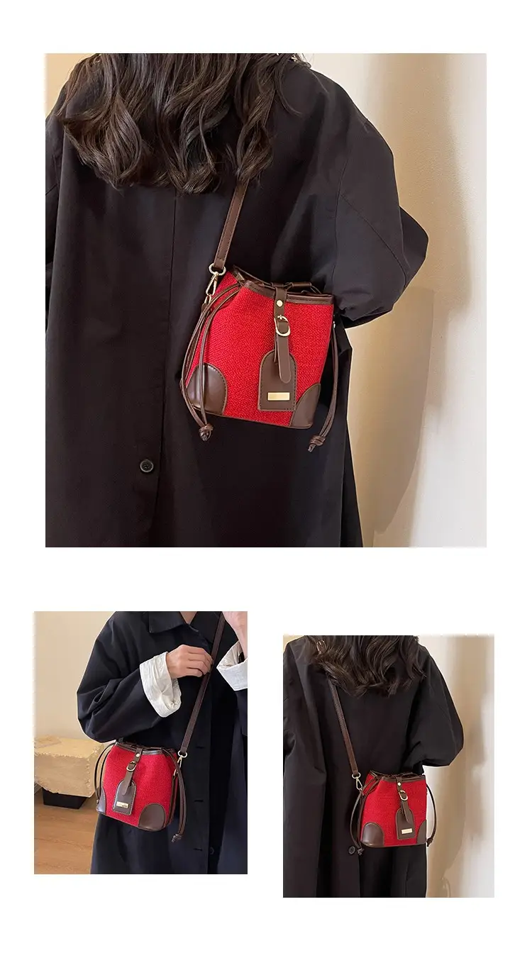 Women's Winter Canvas Shoulder Bag with Brown Accents — feature 10