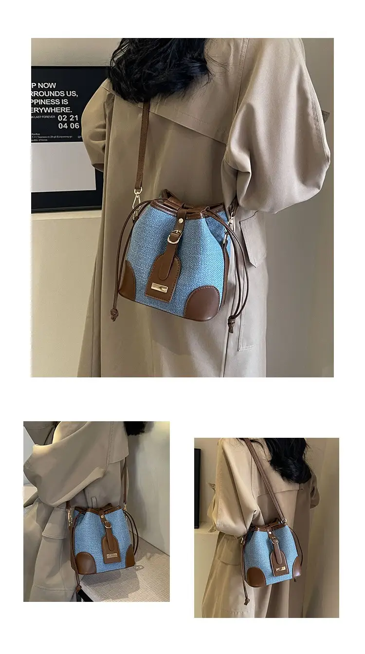 Women's Winter Canvas Shoulder Bag with Brown Accents — feature 11