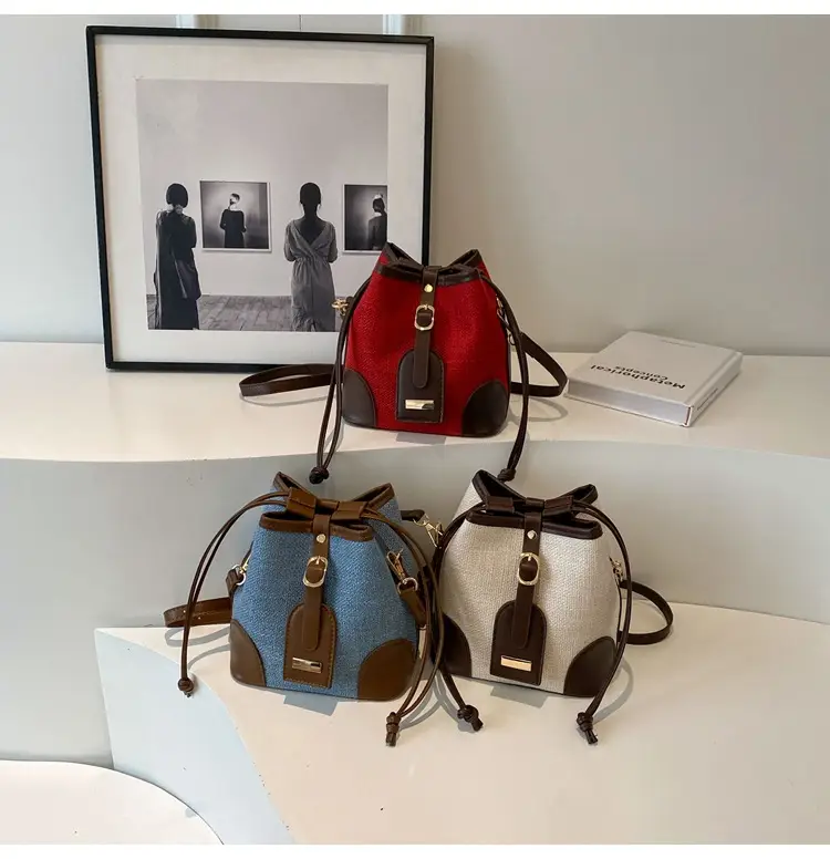 Women's Winter Canvas Shoulder Bag with Brown Accents — feature 12