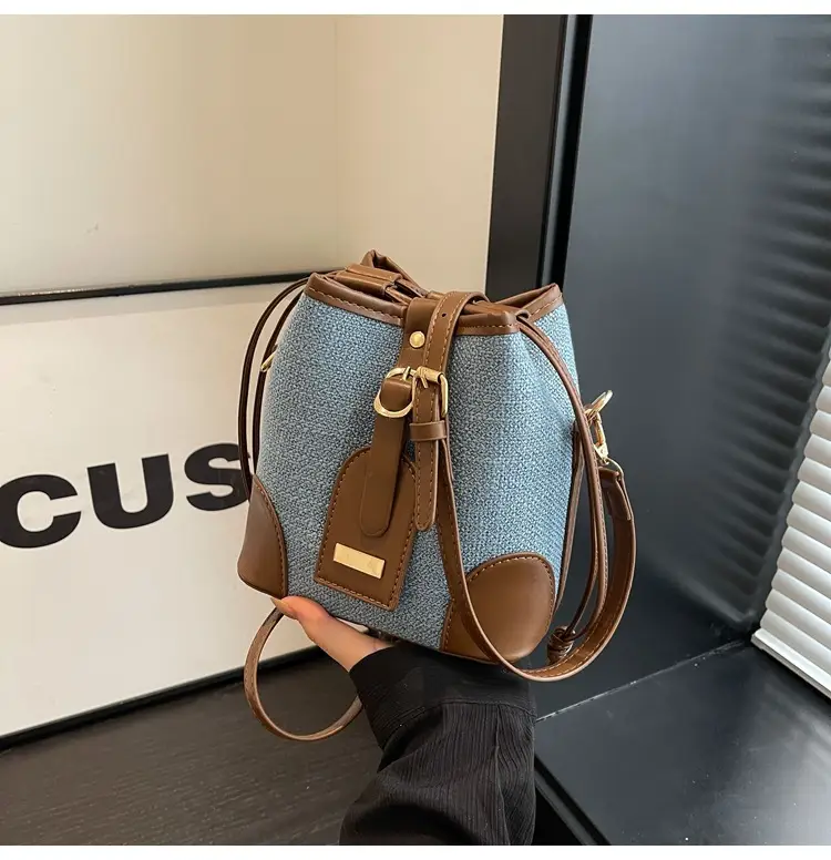 Women's Winter Canvas Shoulder Bag with Brown Accents — feature 15