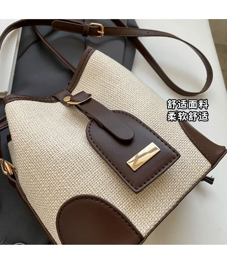 Women's Winter Canvas Shoulder Bag with Brown Accents — feature 3