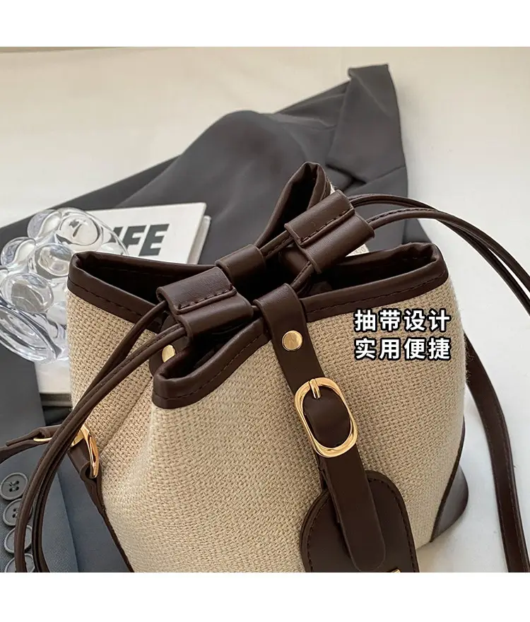 Women's Winter Canvas Shoulder Bag with Brown Accents — feature 5