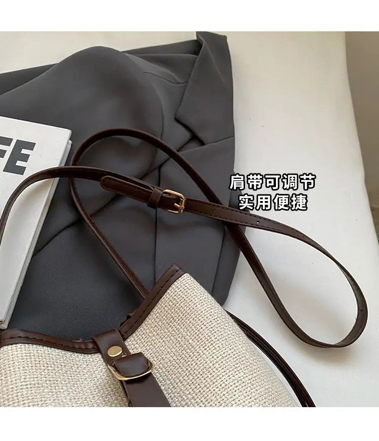 Women's Winter Canvas Shoulder Bag with Brown Accents — feature 6