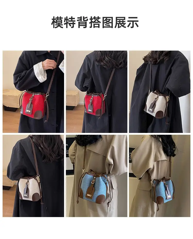 Women's Winter Canvas Shoulder Bag with Brown Accents — feature 8