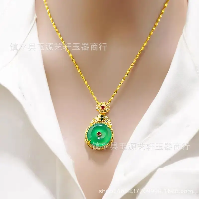 Wholesale Silver Plated Ice Green Chalcedony Safety Buckle Pendant - Image 7