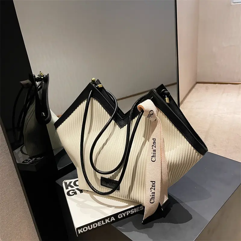 Canvas Shoulder Bag 2023 New Fashion Contrast Color - Image 2