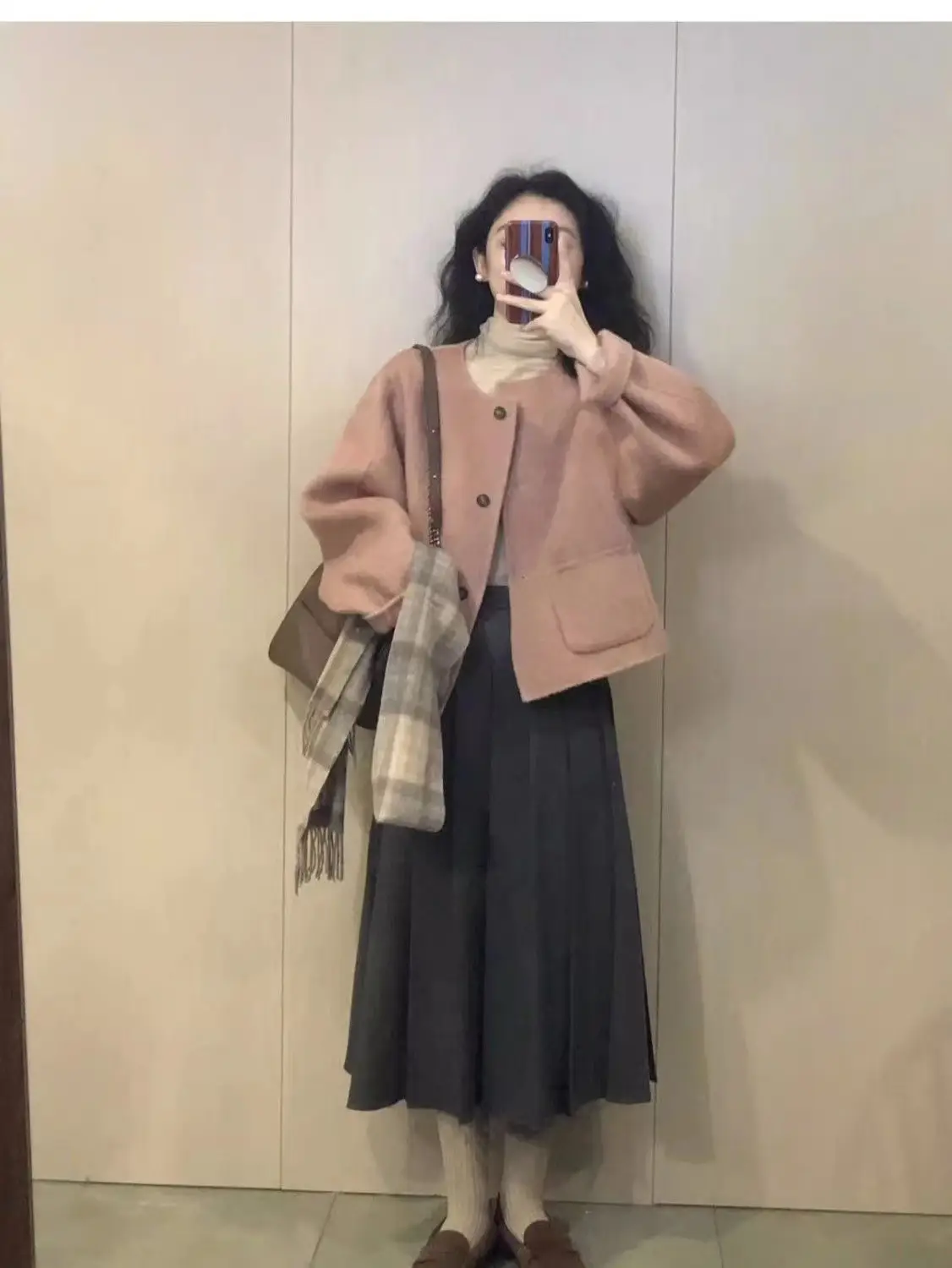 Pink Woolen Women's Coat 2023 Winter Short - Image 5