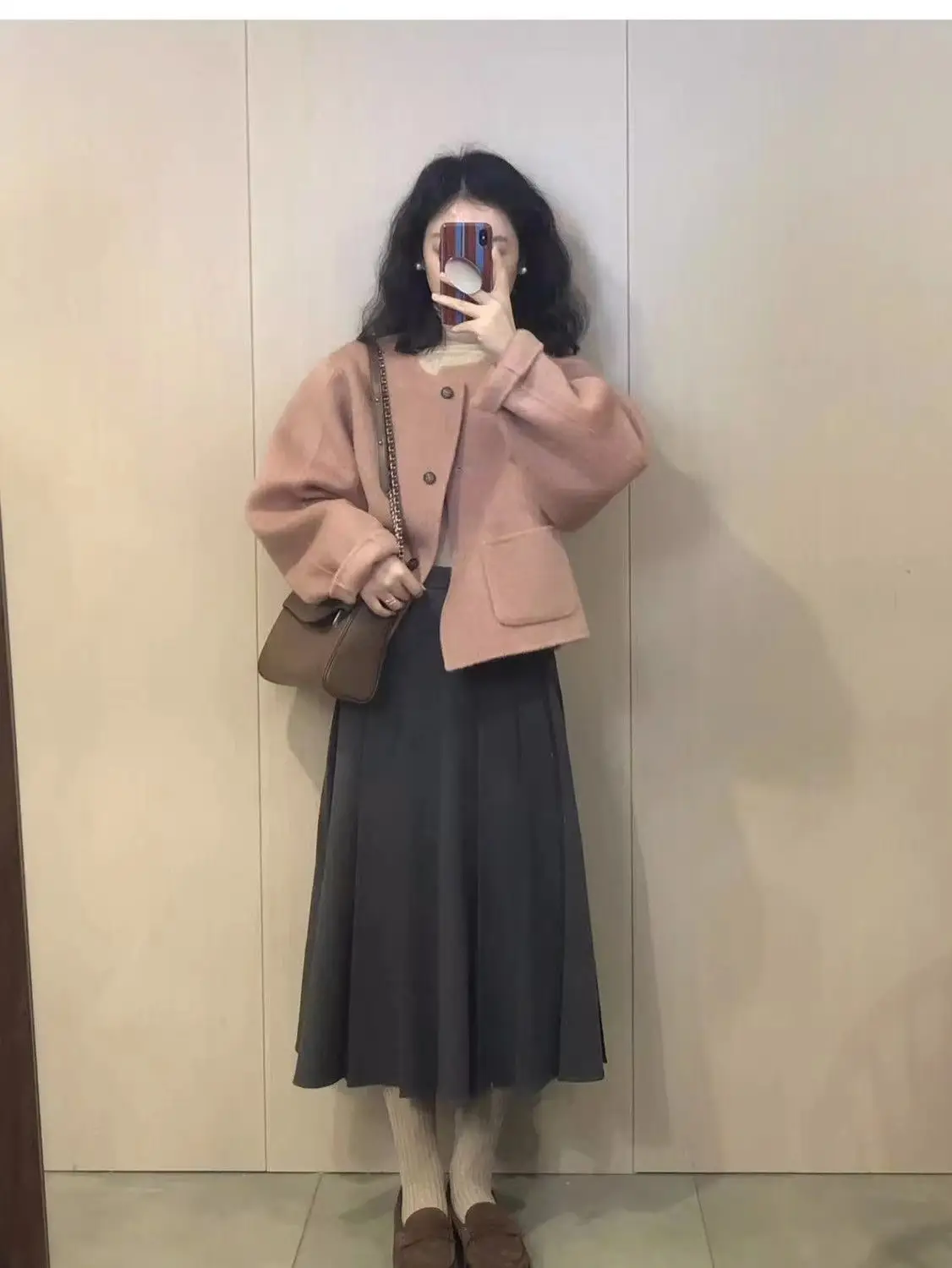 Pink Woolen Women's Coat 2023 Winter Short - Image 6