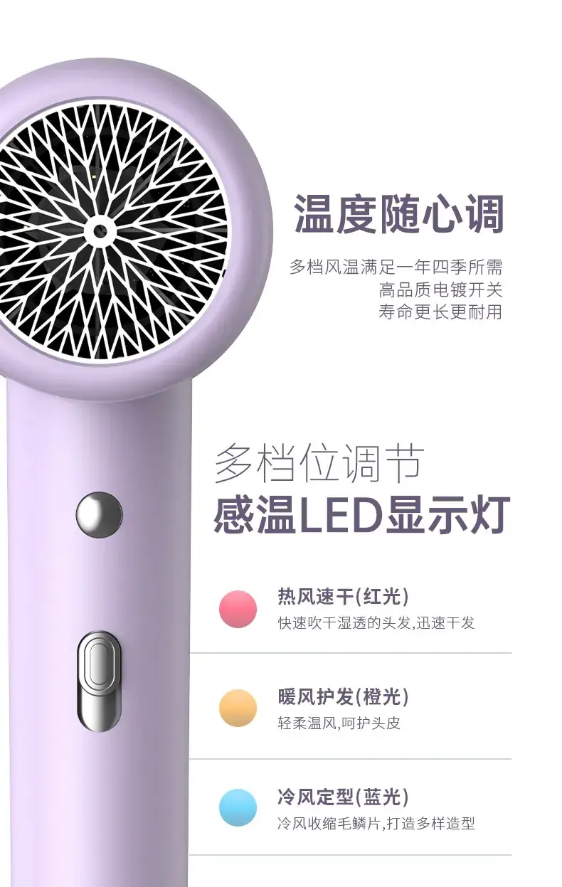 High-Speed Hair Dryer with Blue Light & Hot Cold Air — feature 18