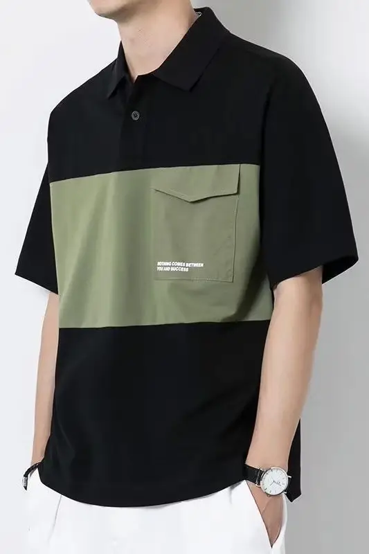 Men's Polo Shirt Black Olive Green 2024 — feature 7