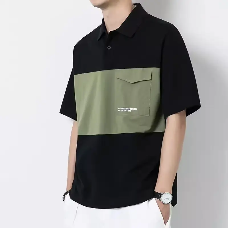 Men's Polo Shirt Black Olive Green 2024 - Image 2