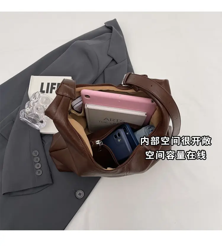 Women's Brown Leather Shoulder Bag & Wallet Set — feature 6