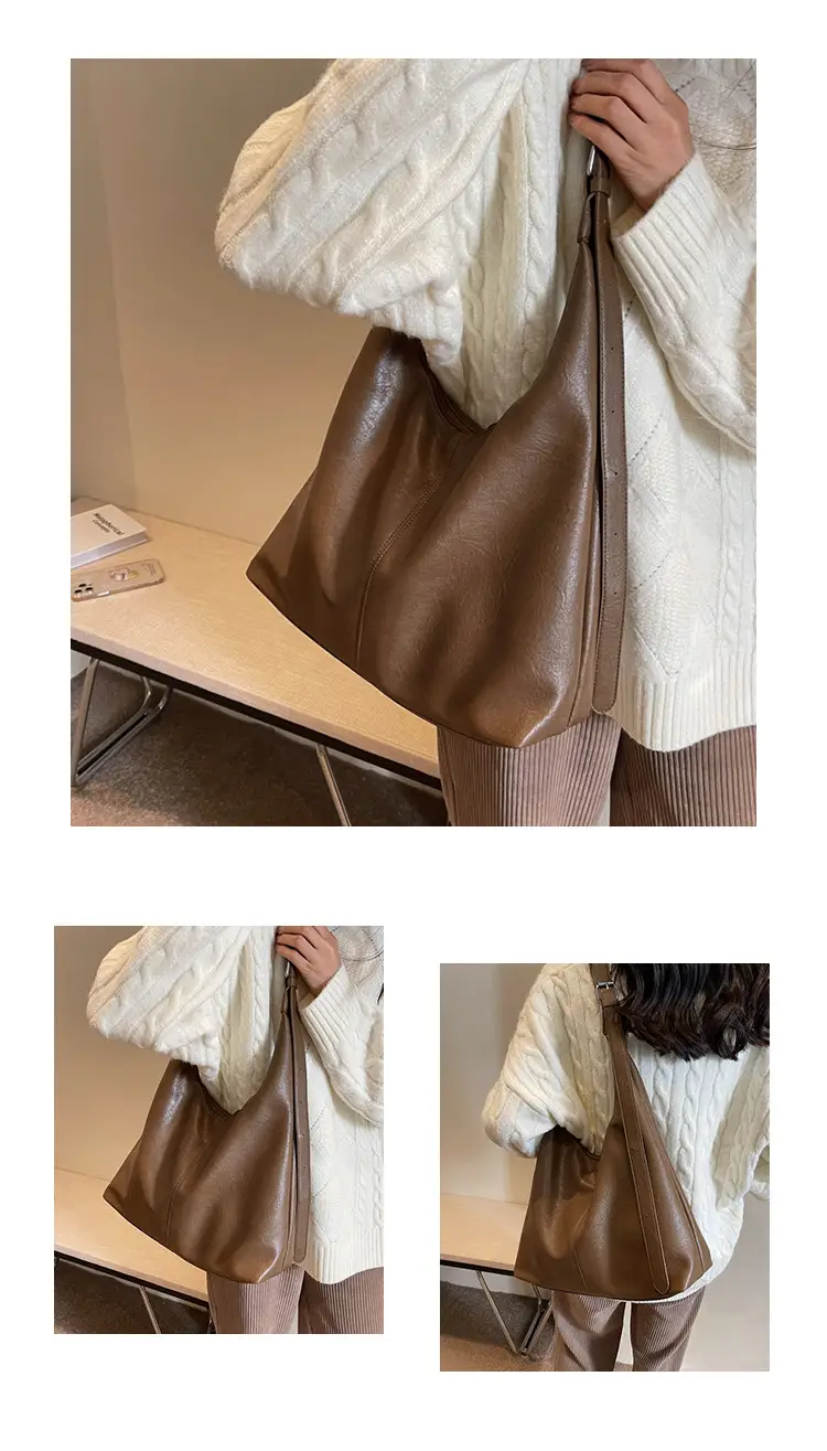 Women's Brown Leather Shoulder Bag & Wallet Set — feature 9